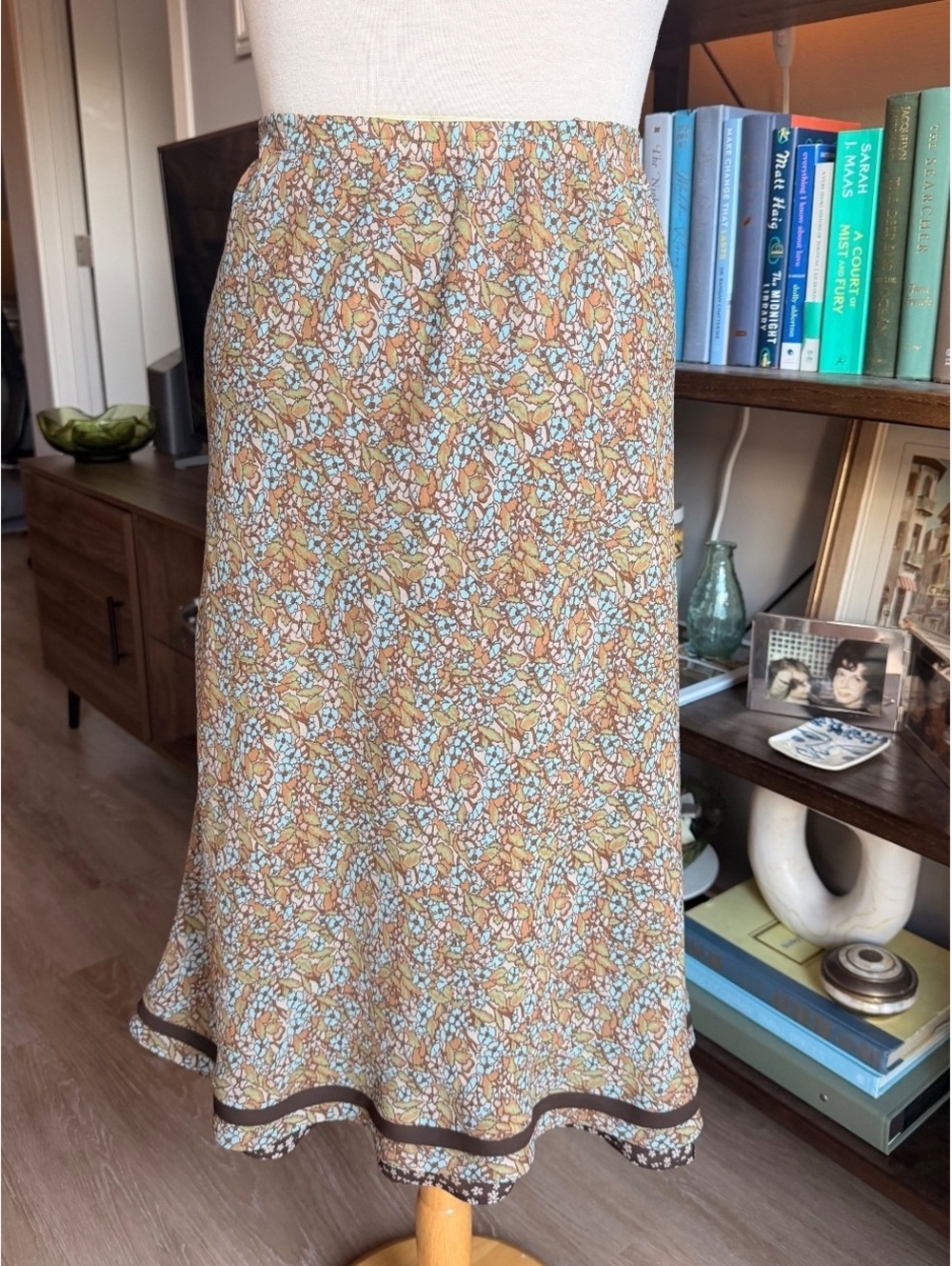 Y2K Christopher & Banks Brown Floral Midi Skirt L